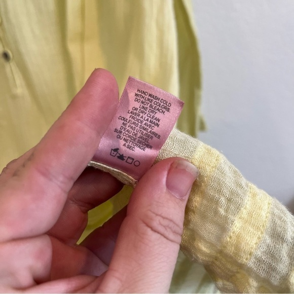 Calypso St. Barth yellow 100% Ottomans light gauzy long sleeve blouse xxsmall - Picture 6 of 12